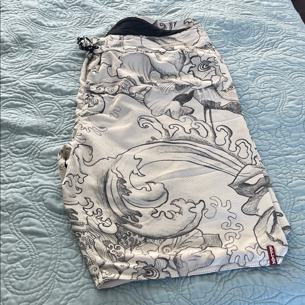 Tommy Bahama Black and White Swim Board Shorts